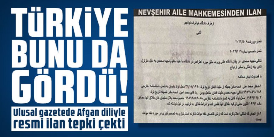 Ulusal gazetede Afgan diliyle ilan tepki çekti!