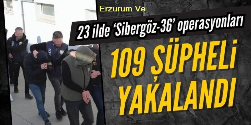 SİBERGÖZ-36 Operasyonlarında Erzurum ve 22 İlde 109 Şüpheli Yakalandı