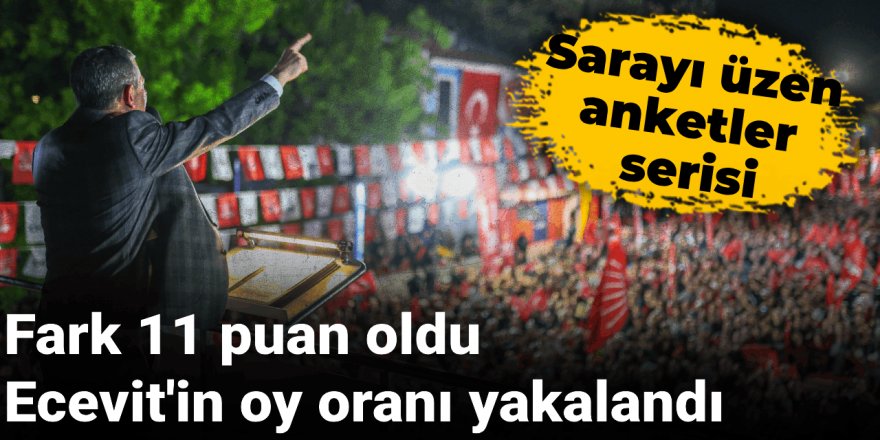 Fark 11 puan oldu, Ecevit'in oy oranı yakalandı