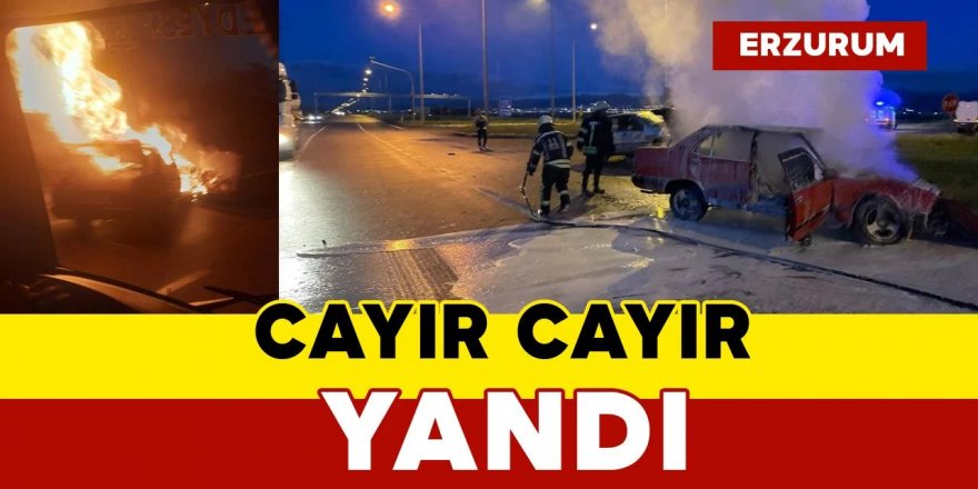 Erzurum'da Araçta yangın çıktı! Otomobil kullanılamaz hale geldi