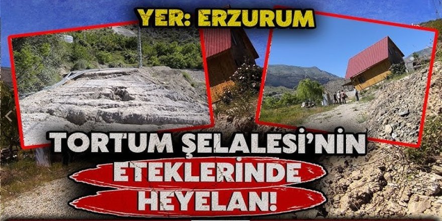 Uzundere'de heyelan: Yollar yarıldı, tarım alanları zarar gördü!