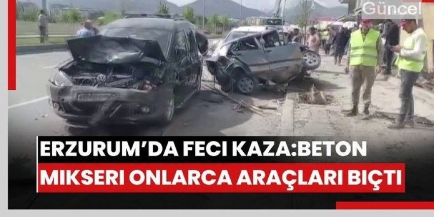 Erzurum'da beton mikseri açaçları biçti