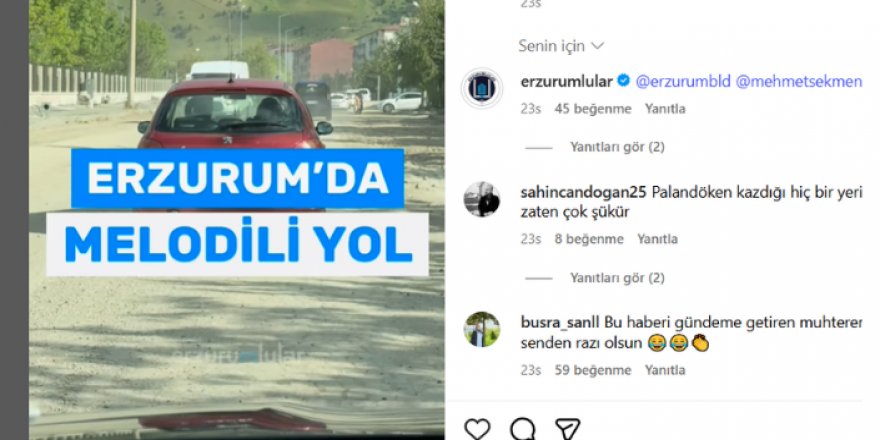 Erzurum'da ‘Melodili Yol’ espri konusu oldu!