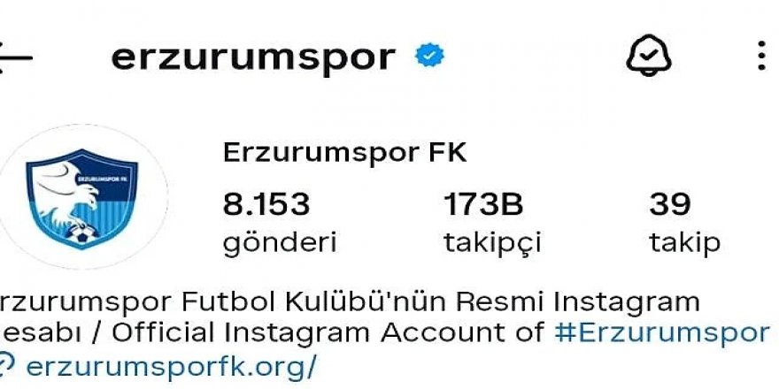 Erzurumspor FK, sosyal medyada 7. sırada
