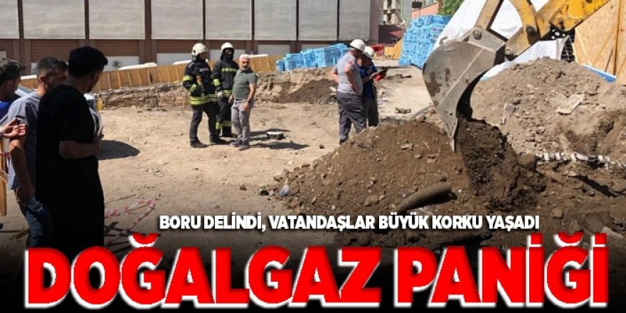 Erzurum'da İnşaat kazısında doğalgaz borusu patladı