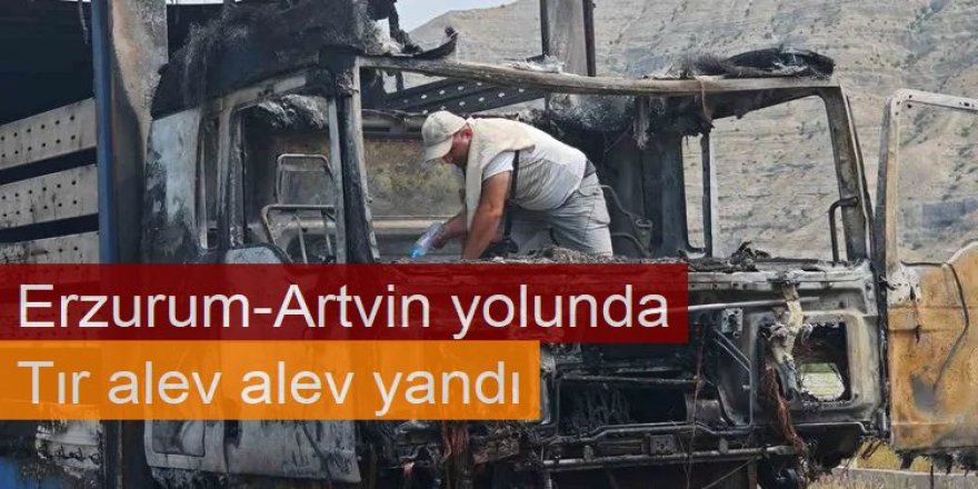 Erzurum tır alev alev yandı