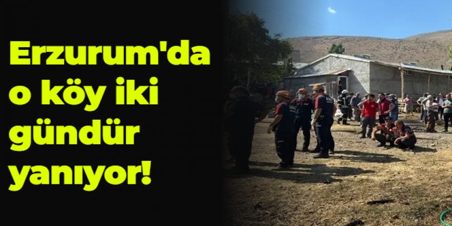 Erzurum'da o köy iki gündür yanıyor!