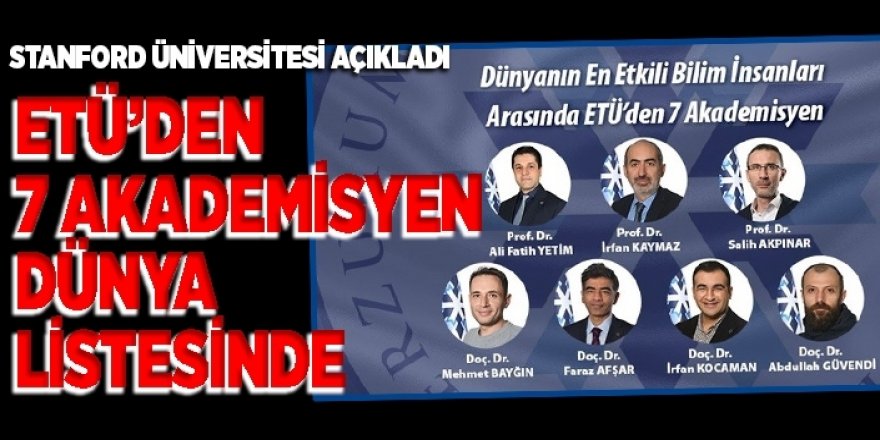 Dünyanın en etkili bilim insanları arasında ETÜ’den 7'lü