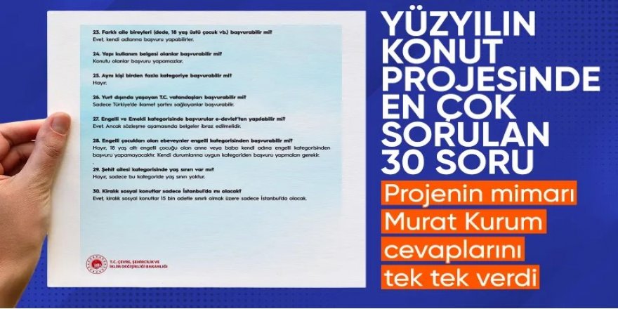 Yüzyılın Konut Projesi'nde merak edilen sorular ve yanıtları