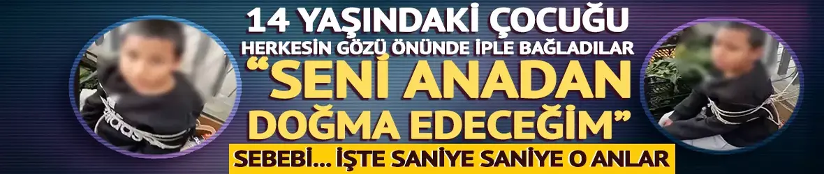 Eşofman çalan çocuğu herkesin ortasında iple bağlad