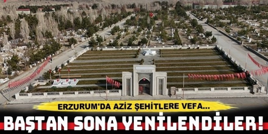 Erzurum Valiliği kentteki şehitlikler baştan sona yeniledi!