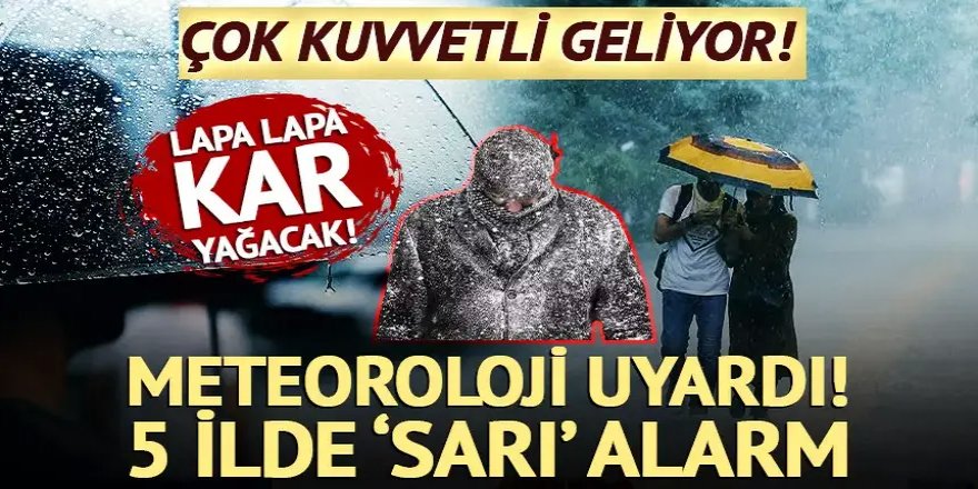 Meteoroloji'den 5 ilde 'sarı' alarm! Çok kuvvetli geliyor