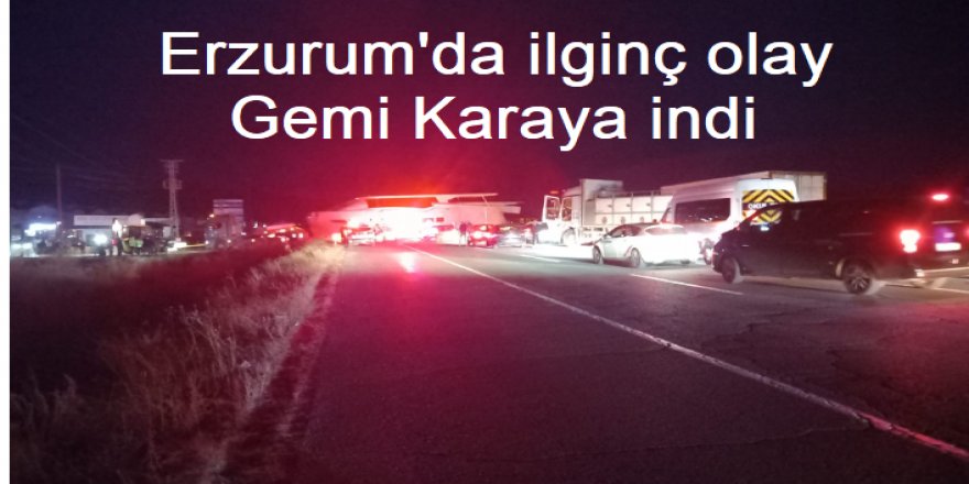 Erzurum-Artvin kara yolunda gemi taşıyan tır trafiği aksattı