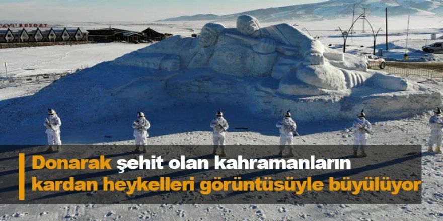 Sarıkamış şehitleri anısına yapılan kardan heykeller açıldı