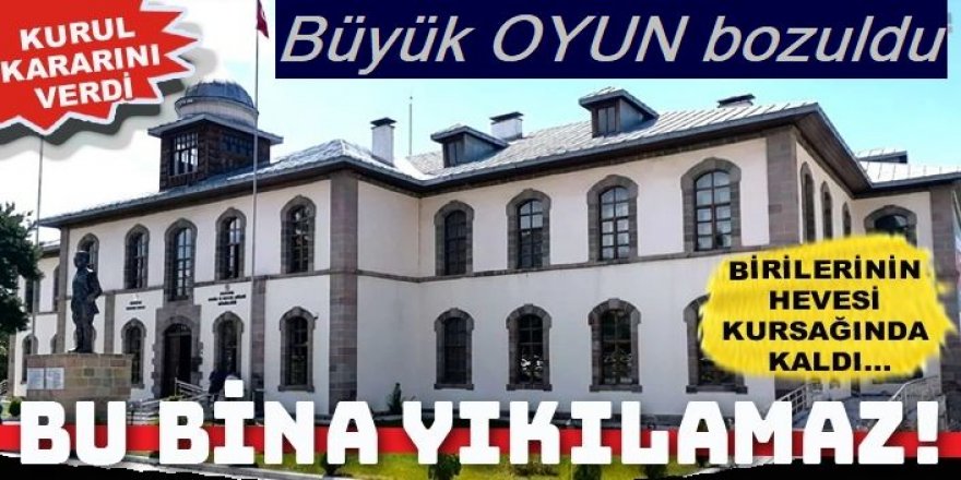 Oyun bozuldu: Tarihi Erzurum Kongre Binası onarılacak