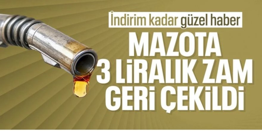 Motorinde dev zam iptal oldu