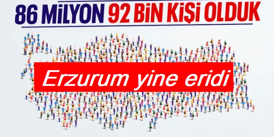 Türkiye nüfusu 86 milyon 92 bini geçti: Erzurum yine eridi