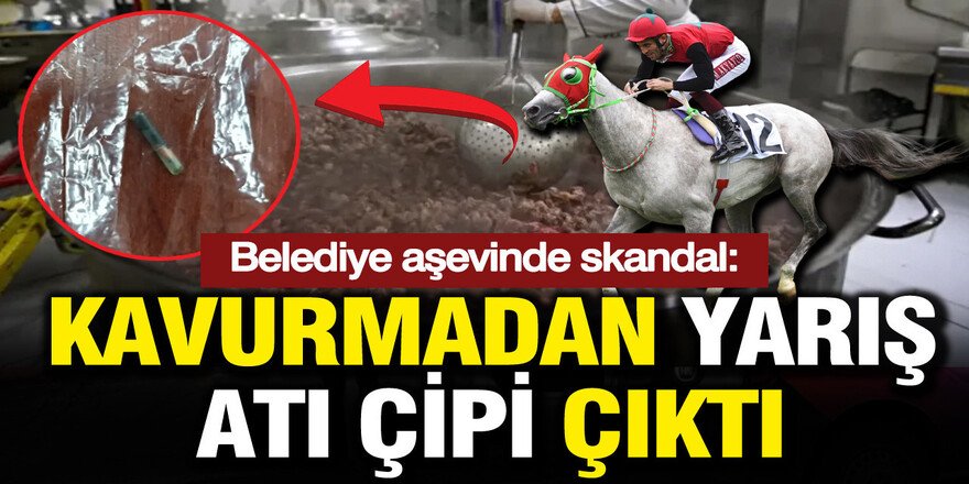 Belediye aşevinde skandal! Kavurmanın içinden yarış atı çipi çıktı