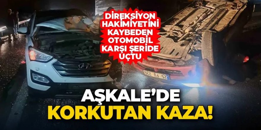 Direksiyon hakimiyetini kaybeden otomobil karşı şeride uçtu