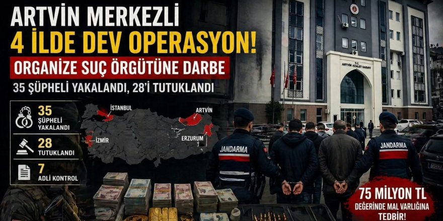 Artvin merkezli  Erzurum ve 4 ilde suç örgütü operasyonu: 35 gözaltı