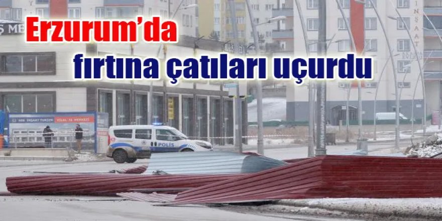 Erzurum'da çatılar uçtu
