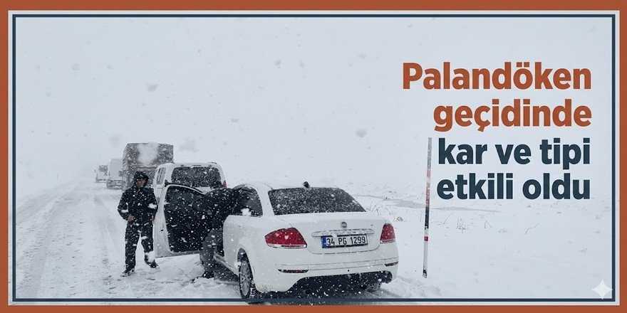 Palandöken geçidinde kar ve tipi etkili oldu