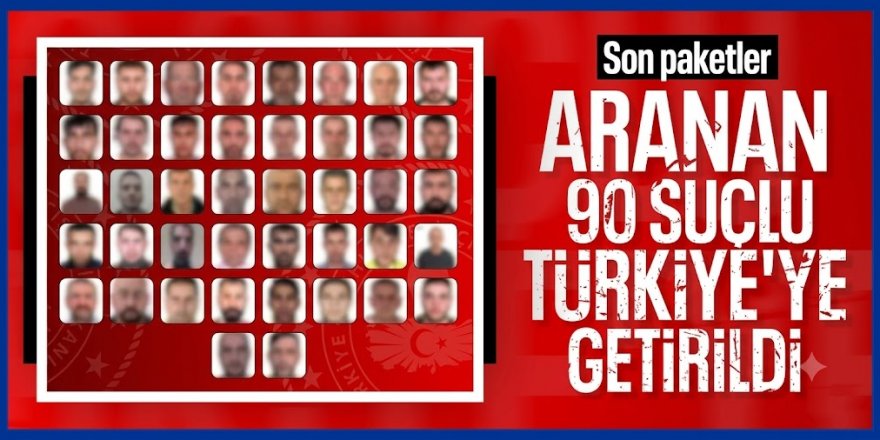 Kırmızı bültenle ve ulusal seviyede aranan 90 suçlu Türkiye'ye getirildi
