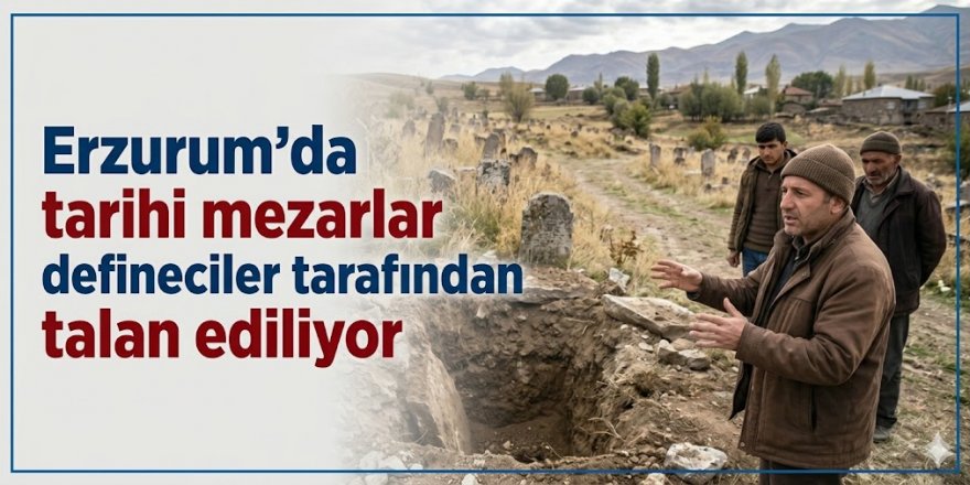 Erzurum'da tarihi mezarlar defineciler tarafından talan ediliyor