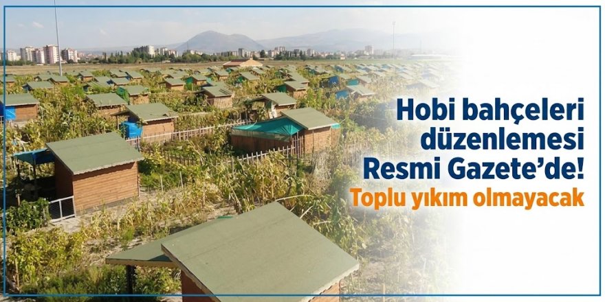 Hobi bahçeleri düzenlemesi Resmi Gazete'de! Toplu yıkım olmayacak