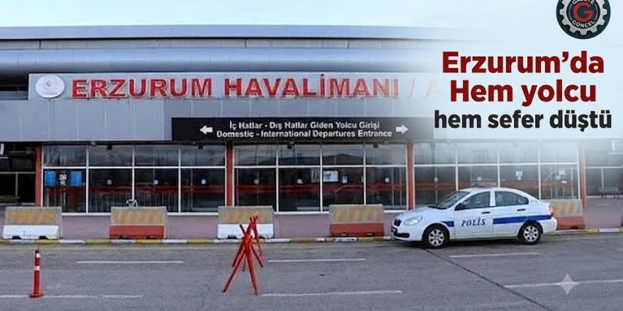 Erzurum'da Hem yolcu hem sefer düştü