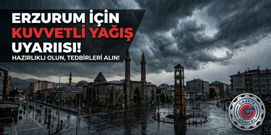 Erzurum için kuvvetli yağış uyarısı!