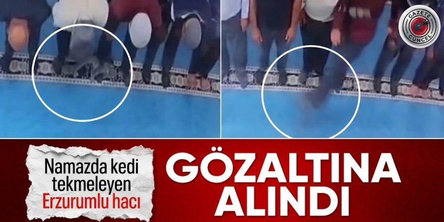 Türkiye Erzurum'daki bu görüntüyü konuşuyor:  Namazda tekmelediği kedi imamın başına çarptı! Şüpheli gözaltına alındı