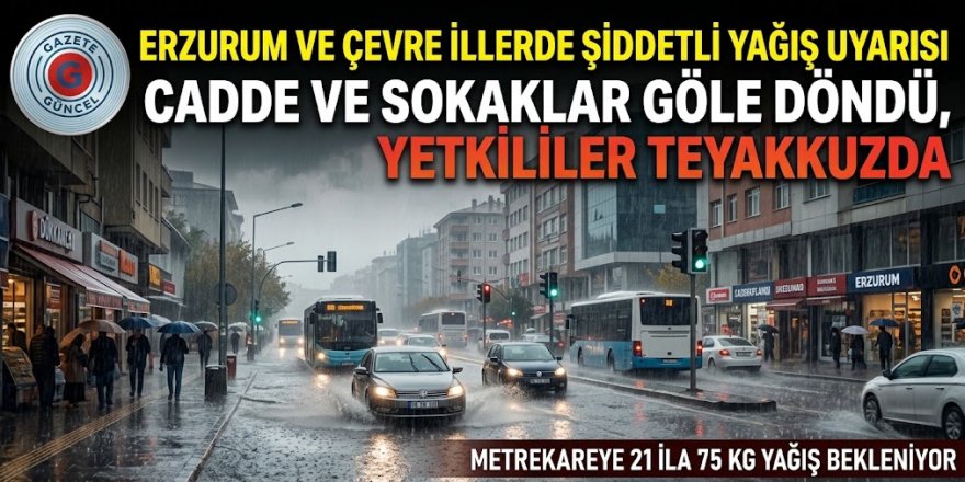 Erzurum ve Çevre İllerde Şiddetli Yağış Uyarıs