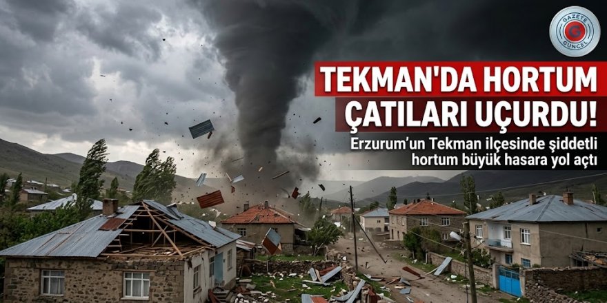 Tekman'da hortum çatıları uçurdu!
