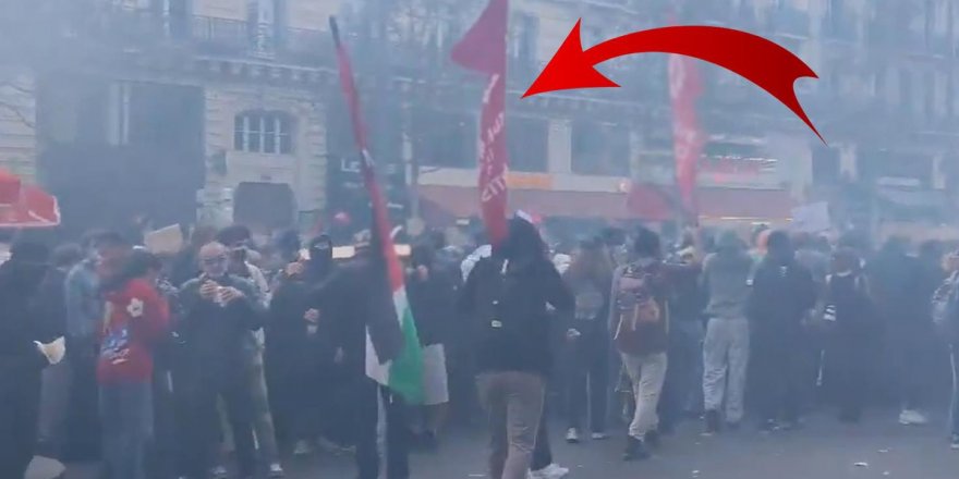Fransa'daki protestolarda TİP bayrağı sürprizi