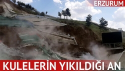 Erzurum'da atlama kulelerinin çökme anı