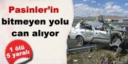 Pasinler'de trafik kazası: 1 ölü 5 yaralı