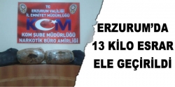 Erzurum'da 13 kilo esrar ele geçirildi