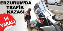 Erzurum'da trafik kazası: 14 yaralı
