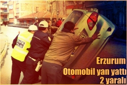 Otomobil yan yattı: 2 yaralı