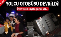 Yolcu otobüsü devrildi