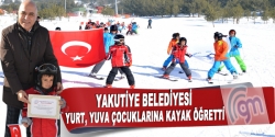 Yakutiye yurt yuva çocuklarına kayak öğretti