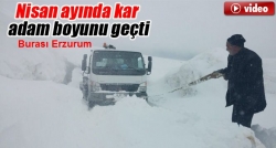 Erzurum’da kar adam boyunu geçti!