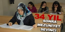 34 yıl sonra mezuniyet sevinci