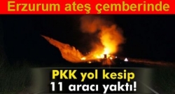 PKK yol kesip, araç yaktı!