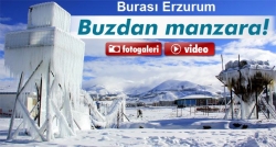Erzurum'dan buzdan manzara!
