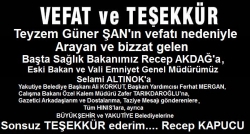 Vefat ve Teşekkür