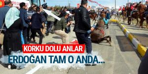 Erdoğan'ı karşılama alanında korku dolu anlar!