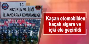 Kaçan otomobilden kaçak sigara ve içki ele geçirildi