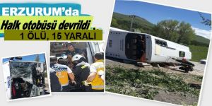 Halk otobüsü devrildi